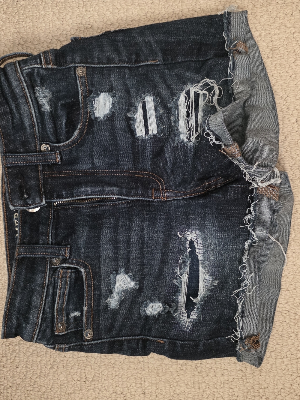 American Eagle Outfitters Distressed Dark Blue Denim Jean Shorts